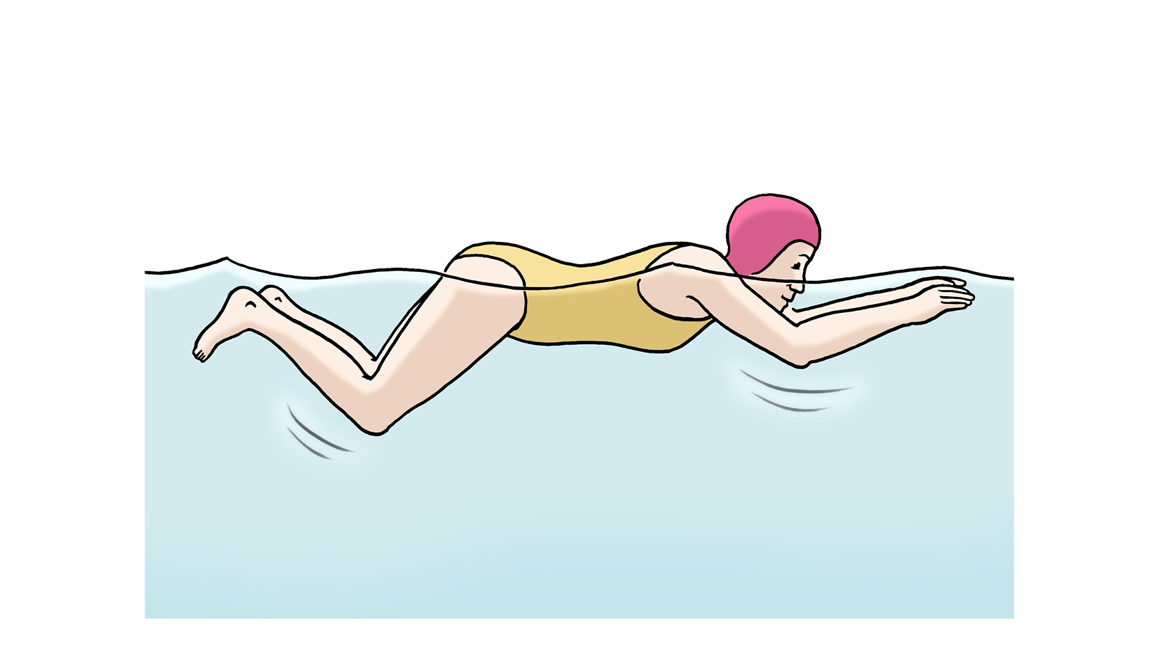 Illustration von einer Frau, die schwimmt.